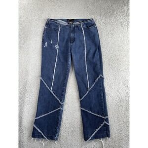 Vintage y2k Raw Edge Jeans Women 12 30x29 Straight Leg Boho Hippie Festival